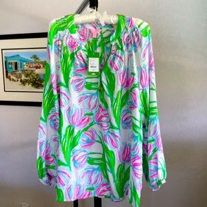 Lilly Pulitzer Elsa Silk L “Call the Bellboy” Resort White NWT